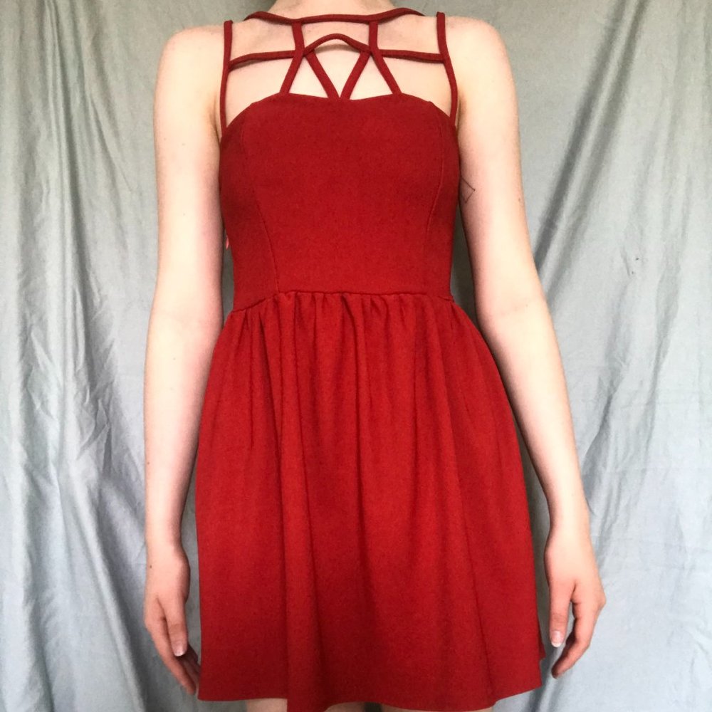 Red Crisscross Strappy Dress